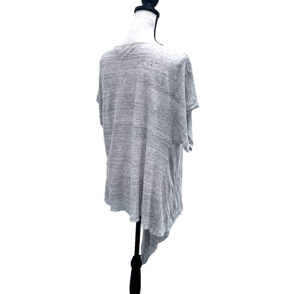 PURE DKNY GRAY MARLED LINEN SHORT SLEEVE MULTIWAY DRAPE FRONT OPEN CARDIGAN - Picture 9 of 14